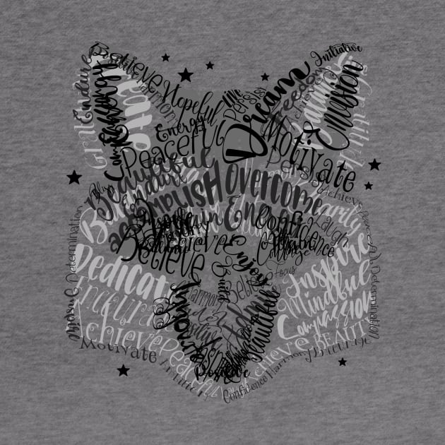 Typography Dark Fox and Stars by Wizardbird